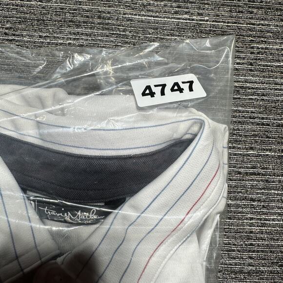 Travis Mathew Polo Shirt Men's M White Striped Short Sleeve Golf - Picture 13 of 13
